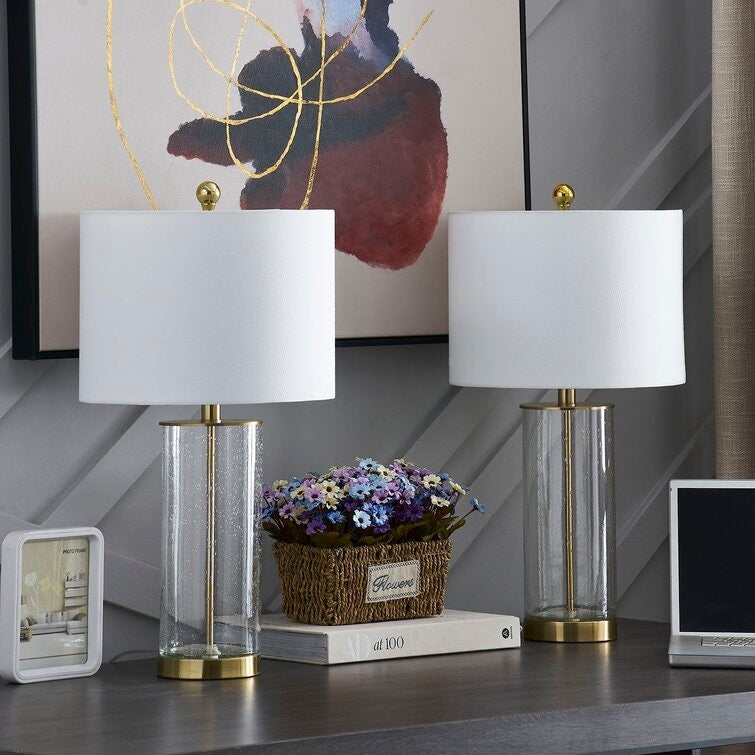 Lot de 2 lampes de table en verre transparent (23,75 €) - 13 x 13 x 23,75 €