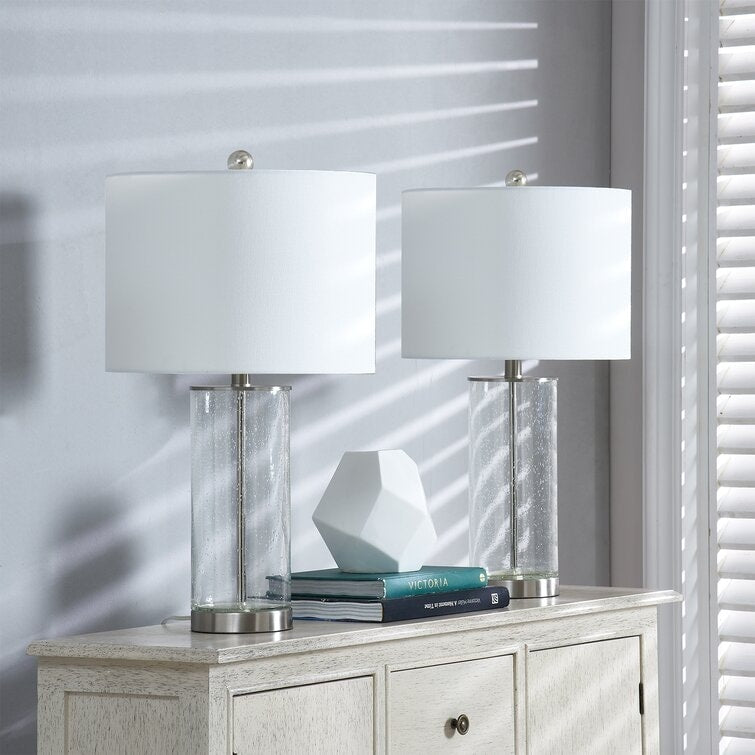Lot de 2 lampes de table en verre transparent (23,75 €) - 13 x 13 x 23,75 €