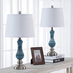 Lot de 2 lampes de table en verre bleu clair
