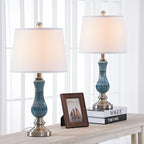 Lot de 2 lampes de table en verre bleu clair