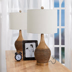 Lampe de table Maxax 24,75 marron avec port USB (lot de 2)