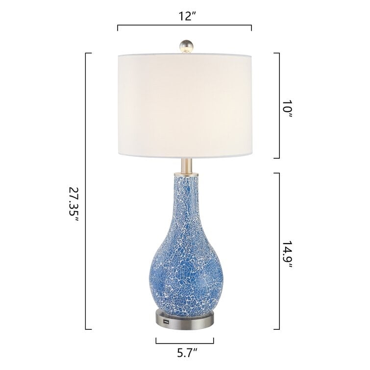 Ensemble de 2 lampes de table en verre avec port USB (lot de 2)