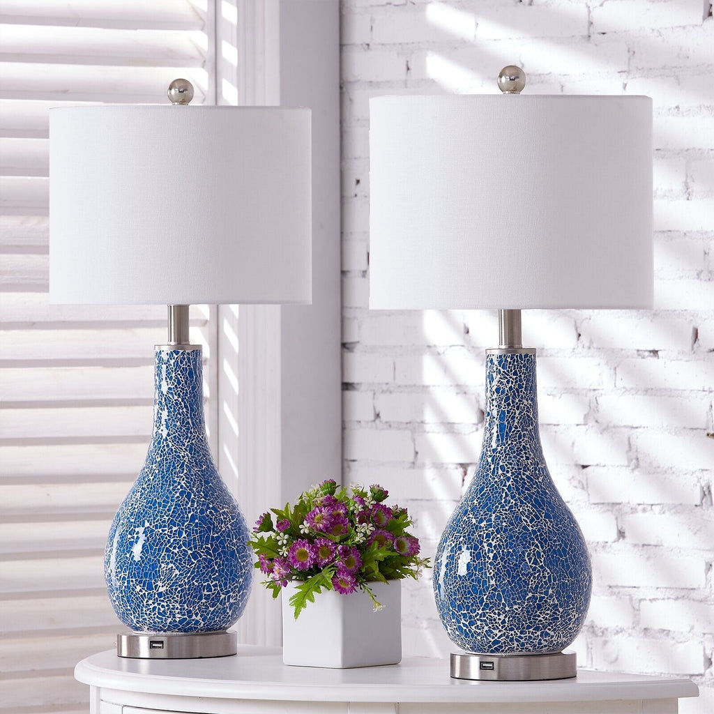 Ensemble de 2 lampes de table en verre avec port USB (lot de 2)
