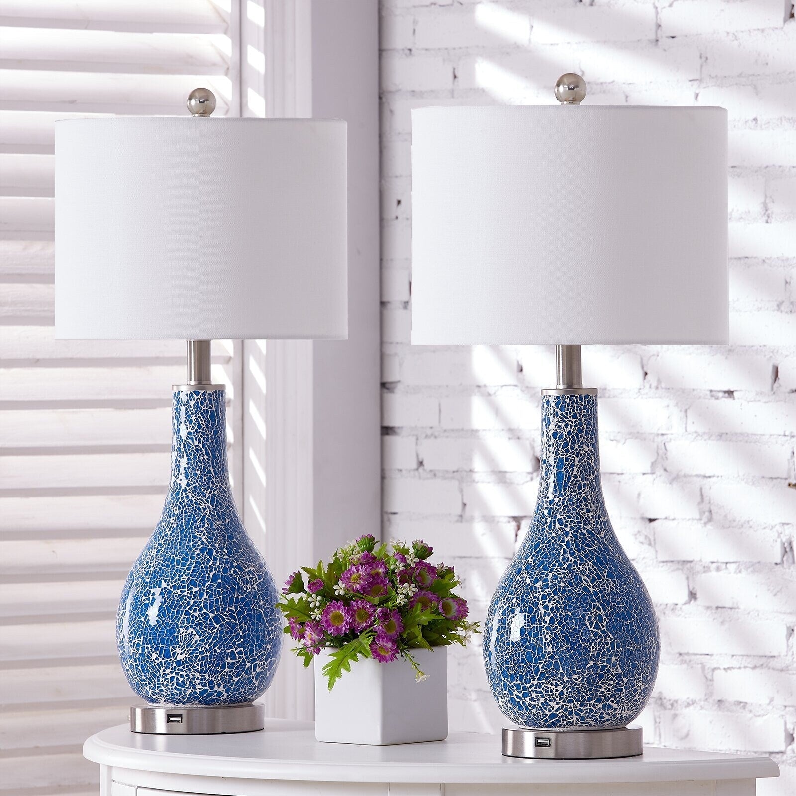 Ensemble de 2 lampes de table en verre avec port USB (lot de 2)