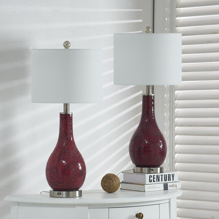 Ensemble de 2 lampes de table en verre avec port USB (lot de 2)