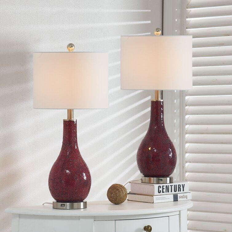 Ensemble de 2 lampes de table en verre avec port USB (lot de 2)