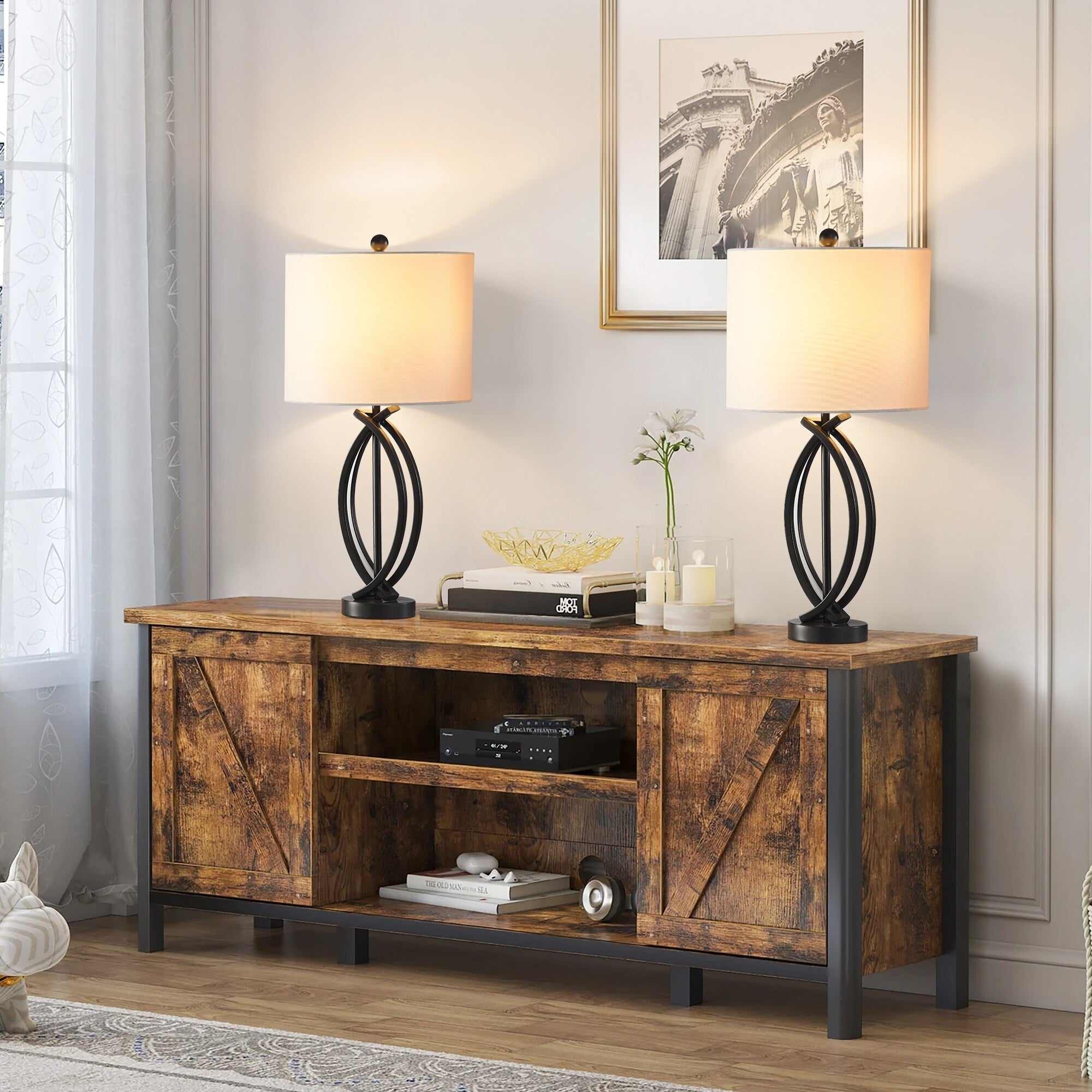 Ensemble de lampes de table en métal noir de 26 pieds