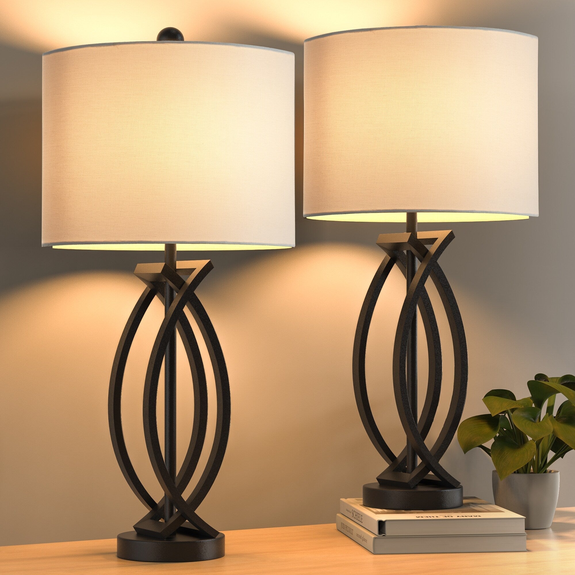 Ensemble de lampes de table en métal noir de 26 pieds