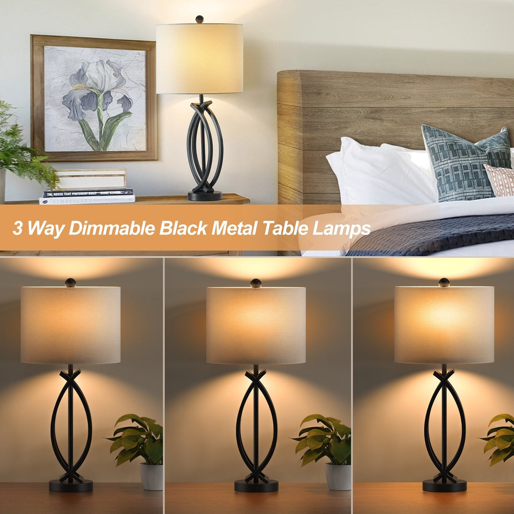 Ensemble de lampes de table en métal noir de 26 pieds