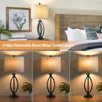 Ensemble de lampes de table en métal noir de 26 pieds