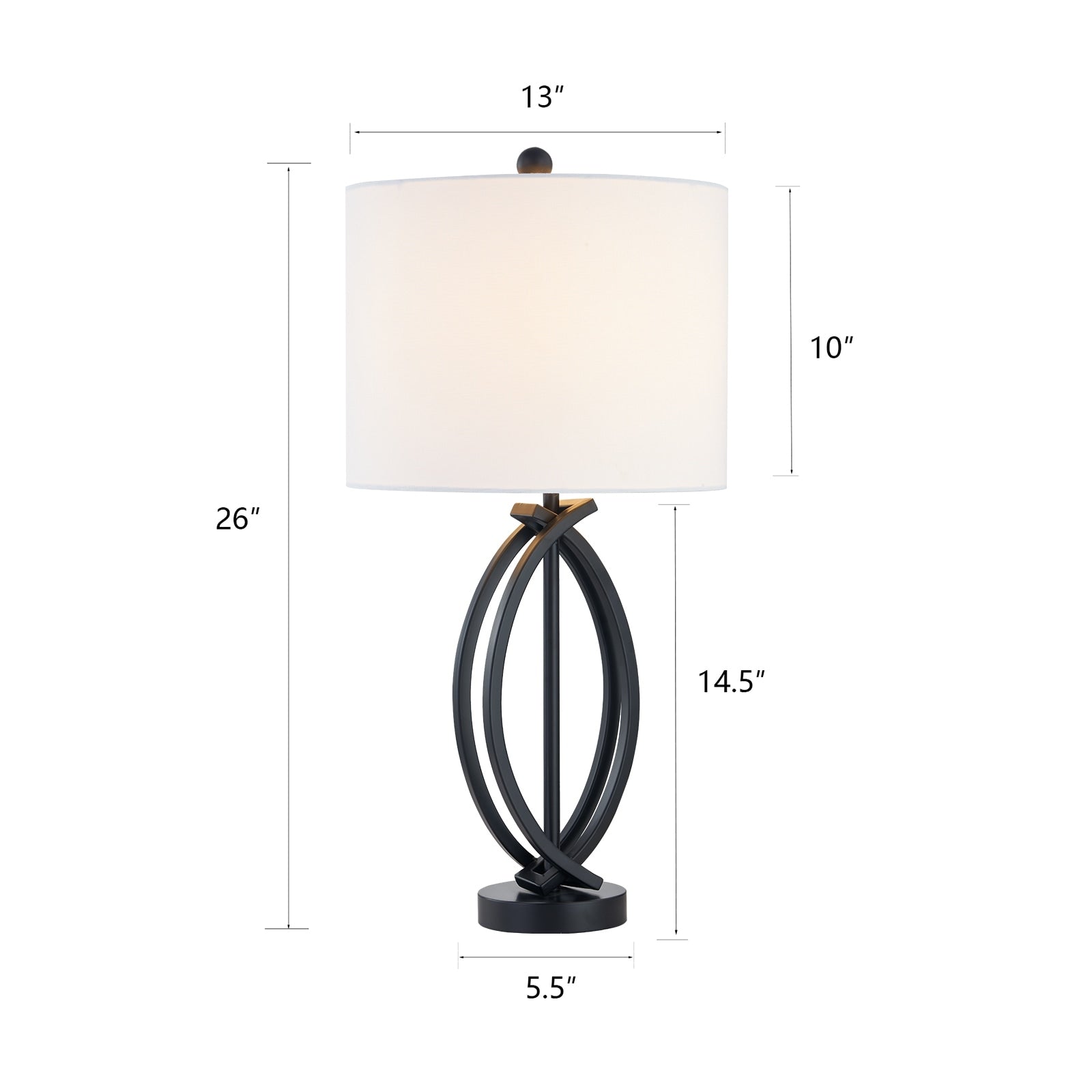 Ensemble de lampes de table en métal noir de 26 pieds