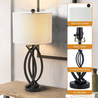 Ensemble de lampes de table en métal noir de 26 pieds