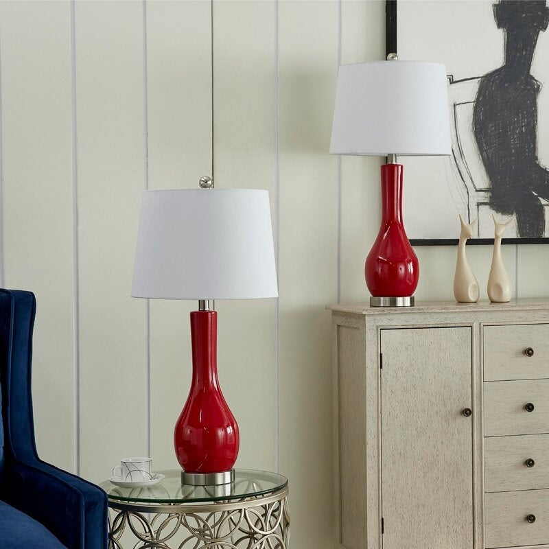 Ensemble de 2 lampes de table en céramique avec port USB (28,5 cm)