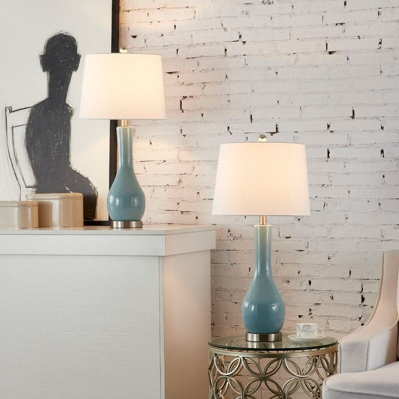 Ensemble de 2 lampes de table en céramique avec port USB (28,5 cm)