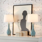 Ensemble de 2 lampes de table en céramique avec port USB (28,5 cm)