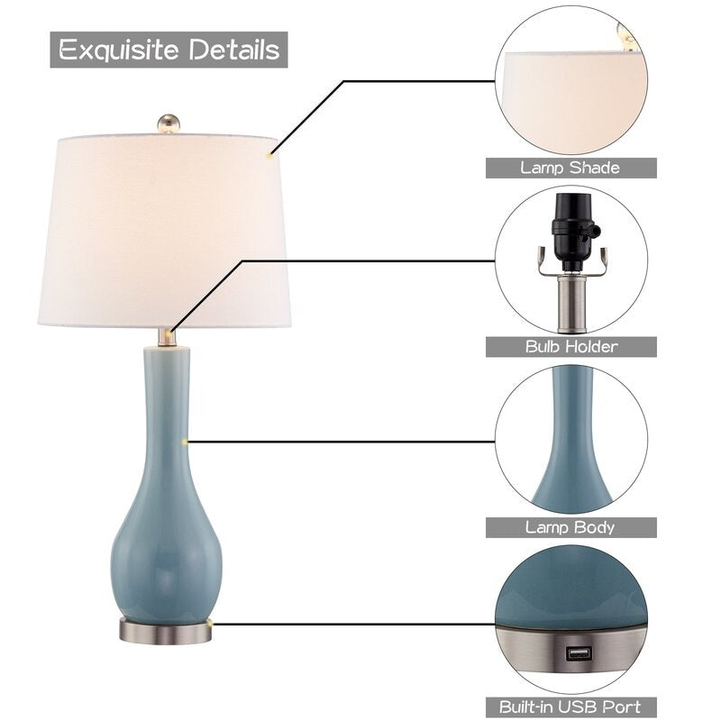 Ensemble de 2 lampes de table en céramique avec port USB (28,5 cm)