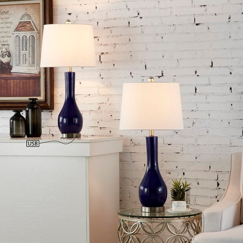 Ensemble de 2 lampes de table en céramique avec port USB (28,5 cm)