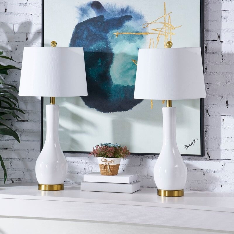 Ensemble de 2 lampes de table en céramique avec port USB (28,5 cm)