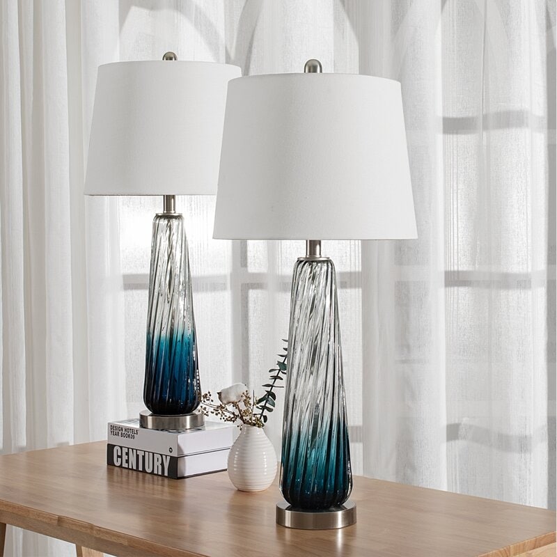 Ensemble de 2 lampes de chevet bleu dégradé Maxax 28,75