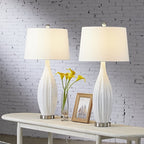 Lot de 2 lampes de table standard en porcelaine blanche (lot de 2)