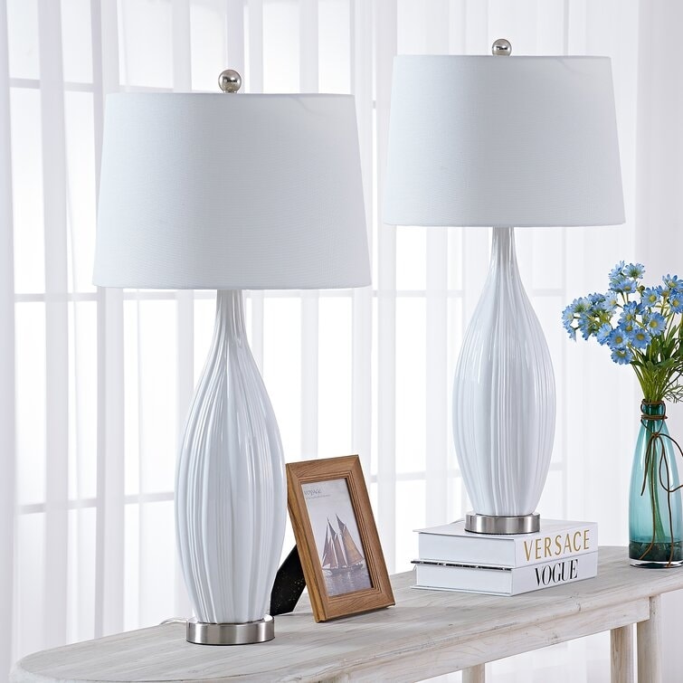 Lot de 2 lampes de table standard en porcelaine blanche (lot de 2)