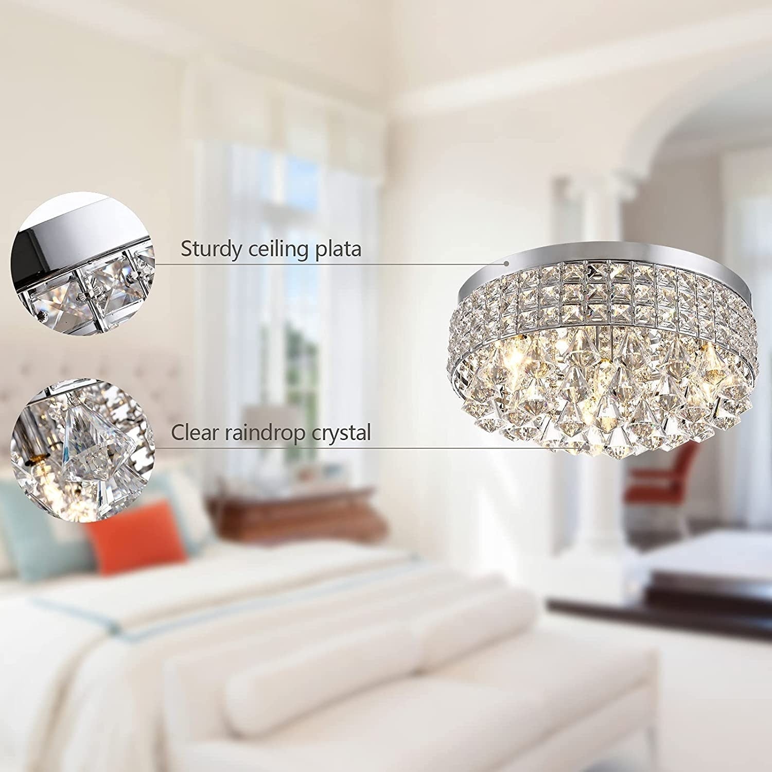 Plafonnier encastré Maxax 4 lumières 15 po en métal cristal - N/A