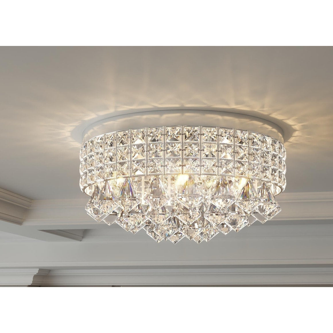 Plafonnier encastré Maxax 4 lumières 15 po en métal cristal - N/A