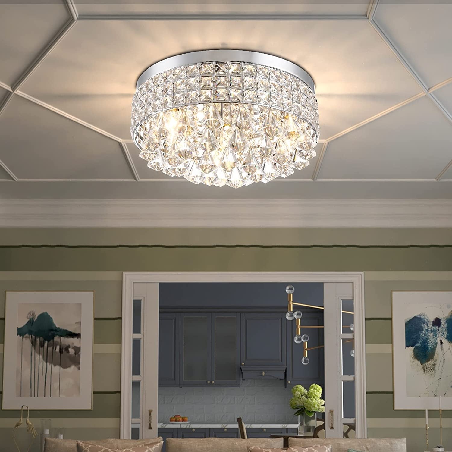 Plafonnier encastré Maxax 4 lumières 15 po en métal cristal - N/A