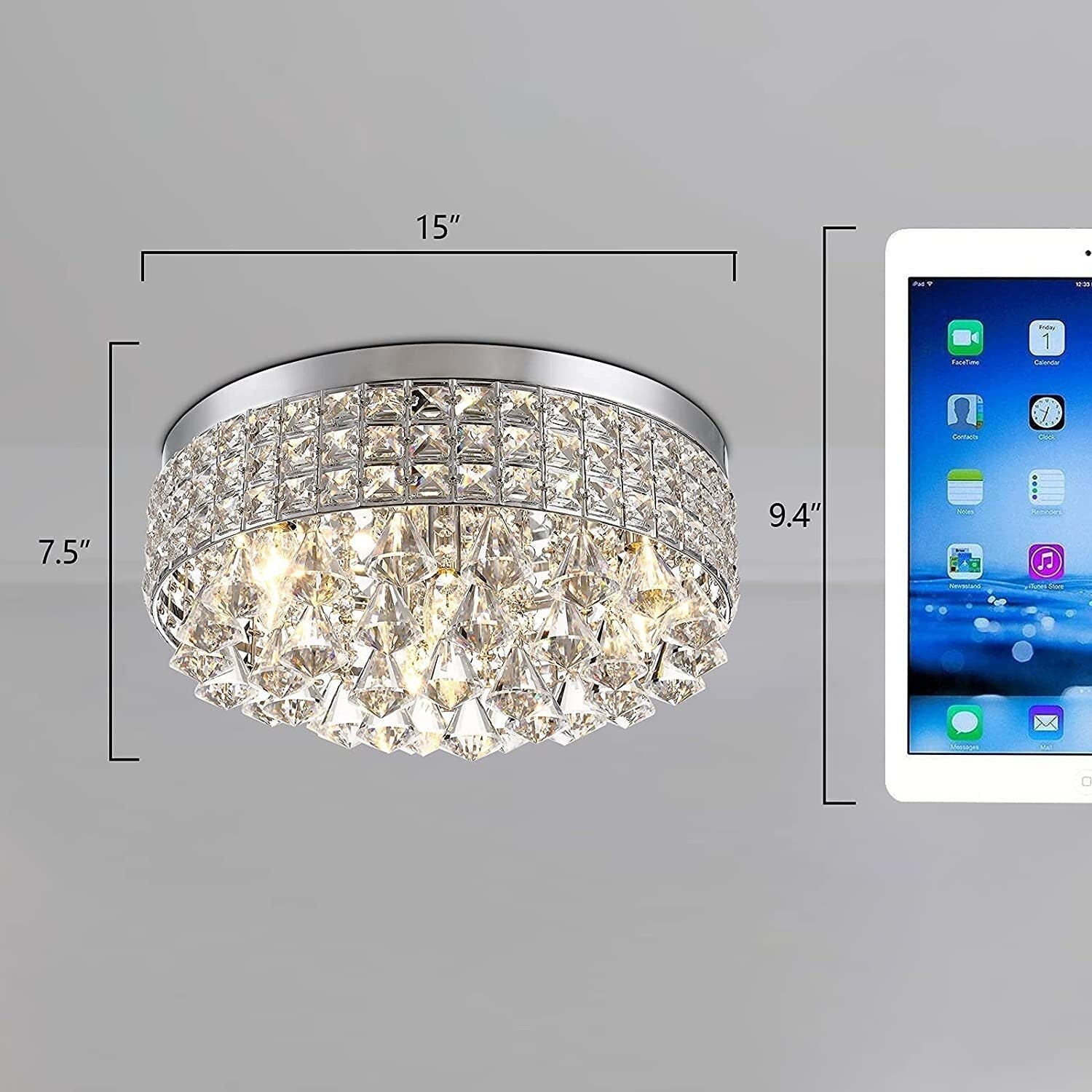 Plafonnier encastré Maxax 4 lumières 15 po en métal cristal - N/A