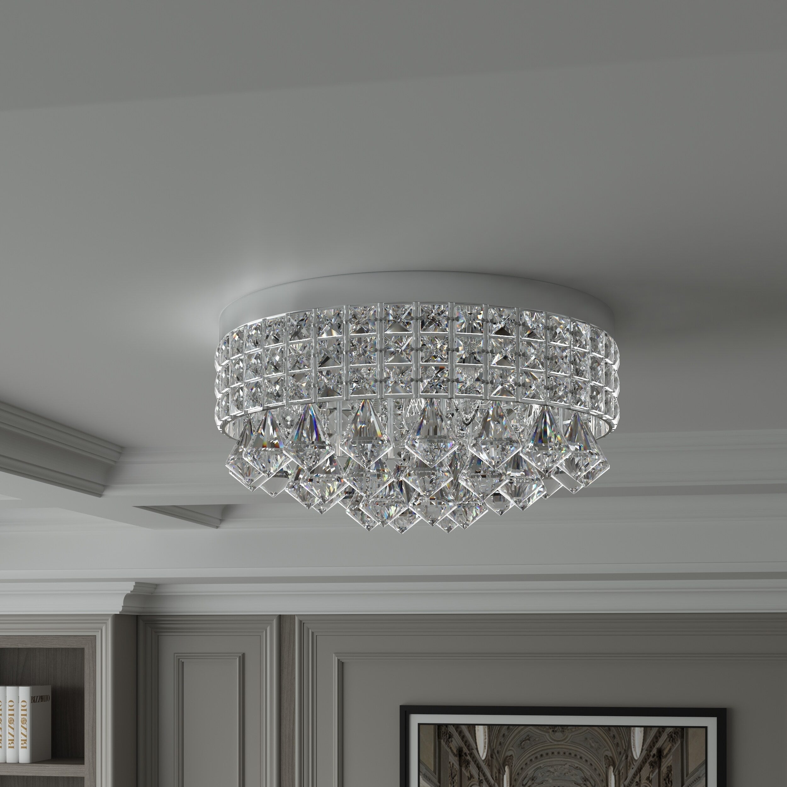 Plafonnier encastré Maxax 4 lumières 15 po en métal cristal - N/A