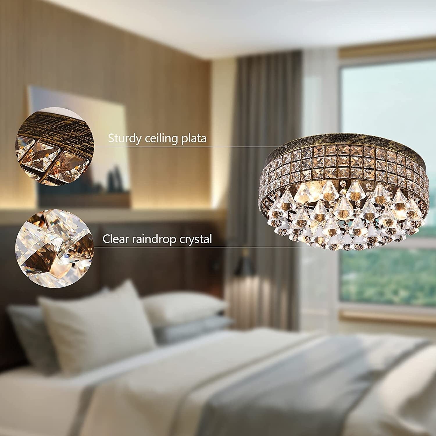 Plafonnier encastré Maxax 4 lumières 15 po en métal cristal - N/A
