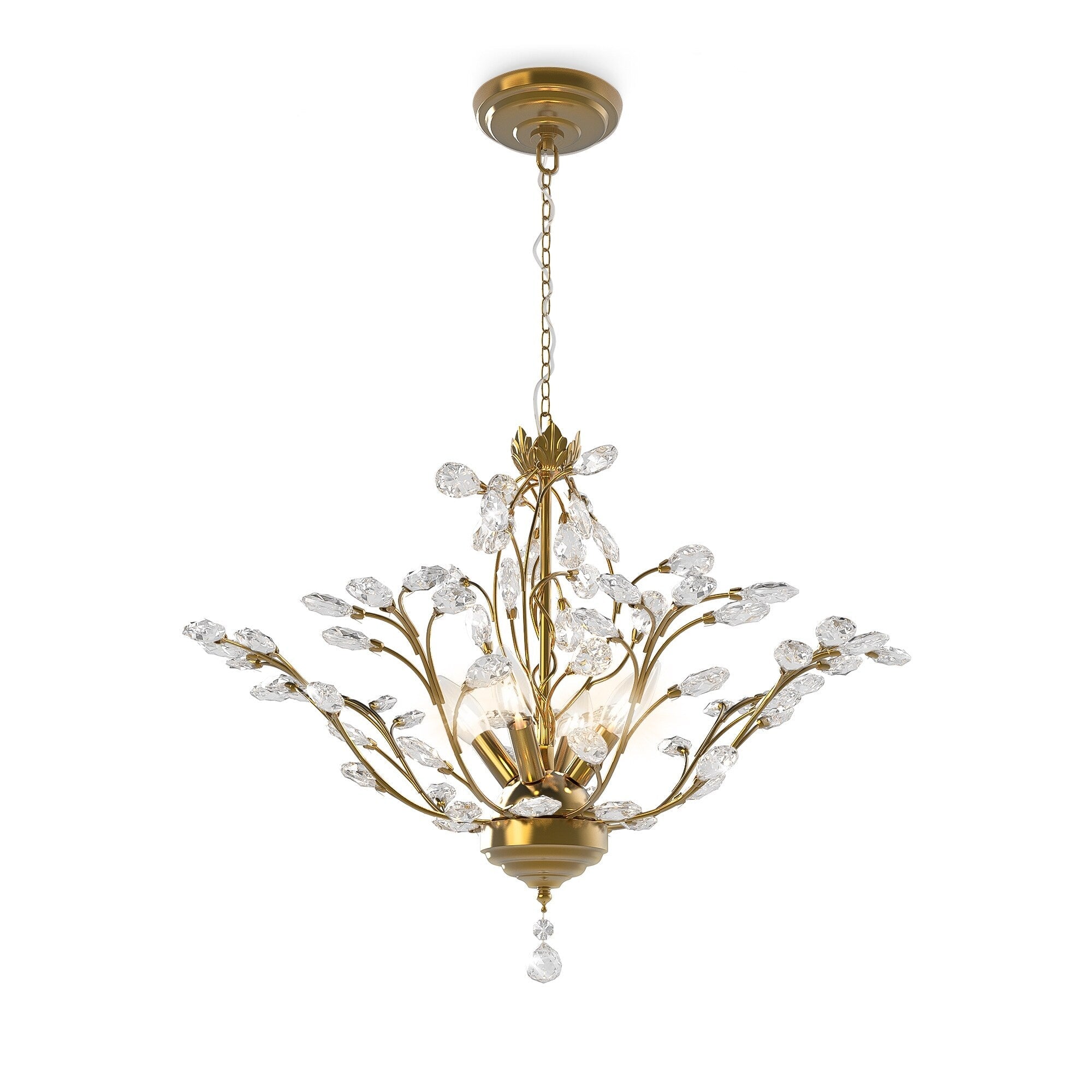 Lustre classique/traditionnel unique à 4 lumières Maxax avec accents en cristal