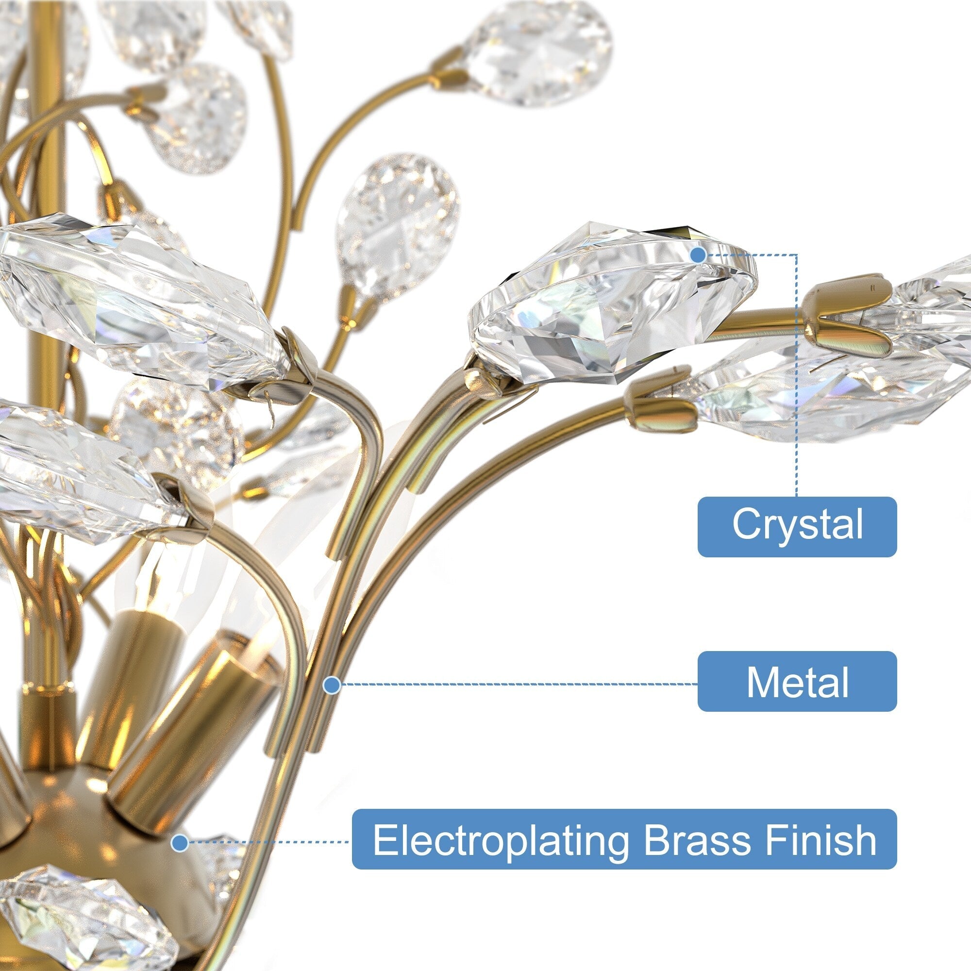 Lustre classique/traditionnel unique à 4 lumières Maxax avec accents en cristal
