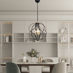 Lustre géométrique unique Maxax à 4 lumières avec accents en fer forgé - 17,7 x 17,3 x 17,3