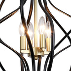 Lustre géométrique unique Maxax à 4 lumières avec accents en fer forgé - 17,7 x 17,3 x 17,3