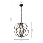 Lustre géométrique unique Maxax à 4 lumières avec accents en fer forgé - 17,7 x 17,3 x 17,3