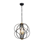 Lustre géométrique unique Maxax à 4 lumières avec accents en fer forgé - 17,7 x 17,3 x 17,3