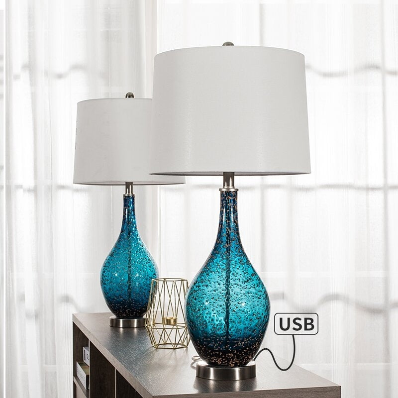 Lampes de table USB en verre (lot de 2) Lampe de chevet moderne