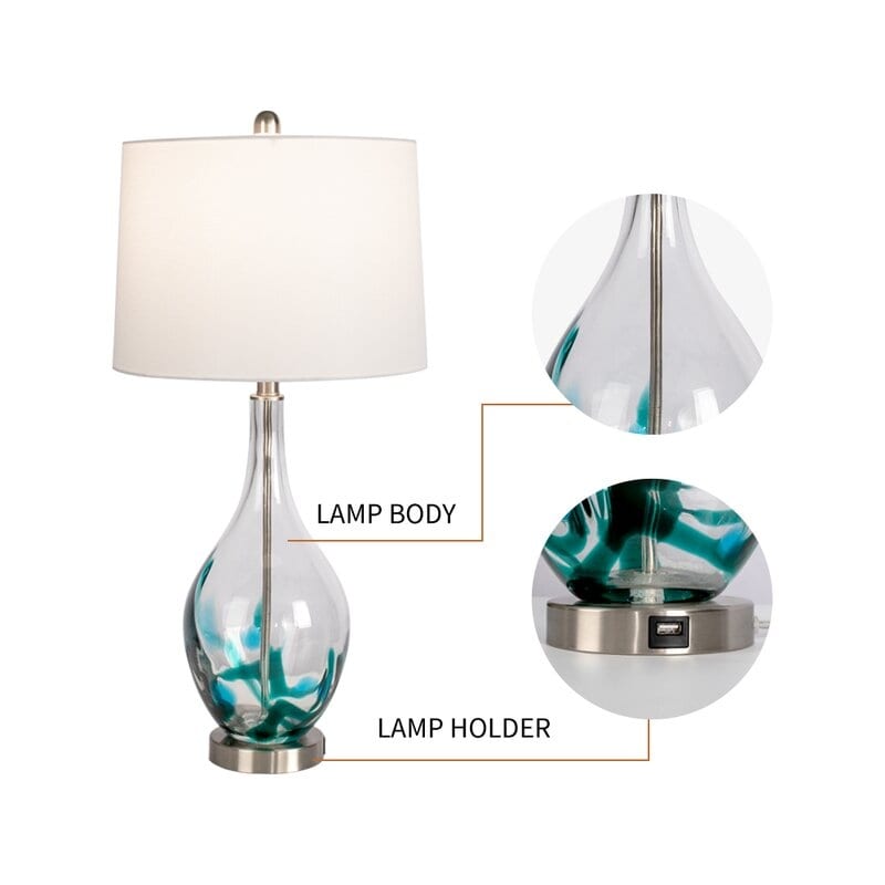 Lampes de table USB en verre (lot de 2) Lampe de chevet moderne