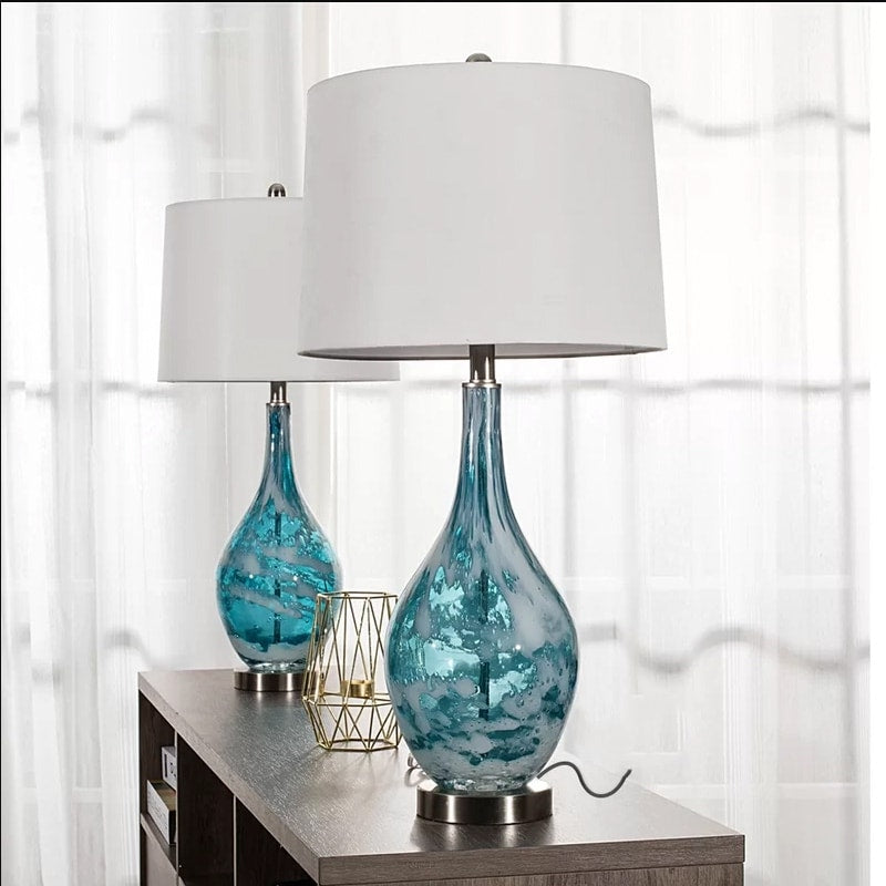 Lampes de table USB en verre (lot de 2) Lampe de chevet moderne