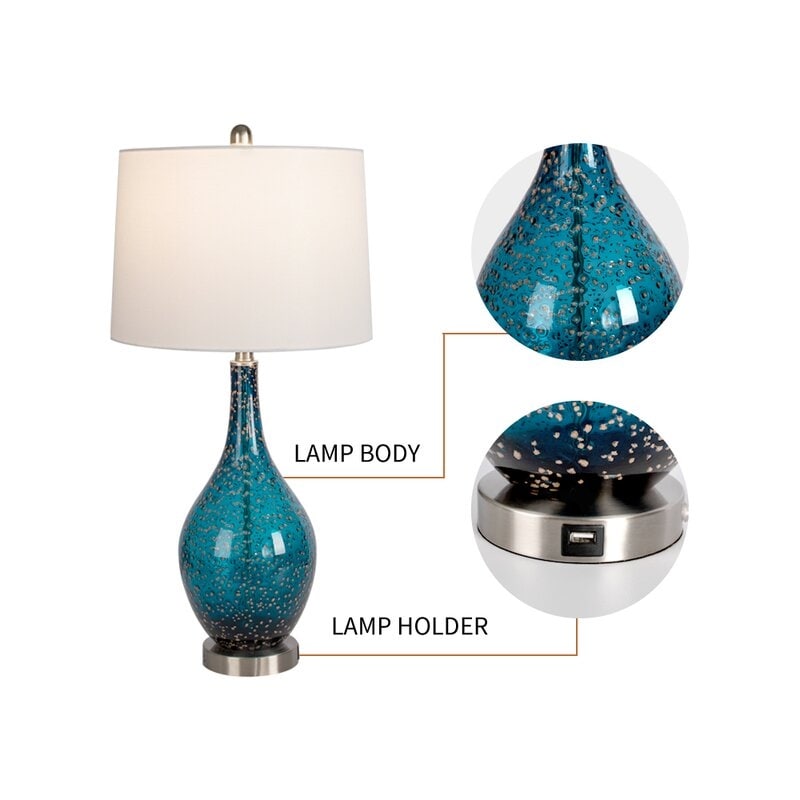 Lampes de table USB en verre (lot de 2) Lampe de chevet moderne