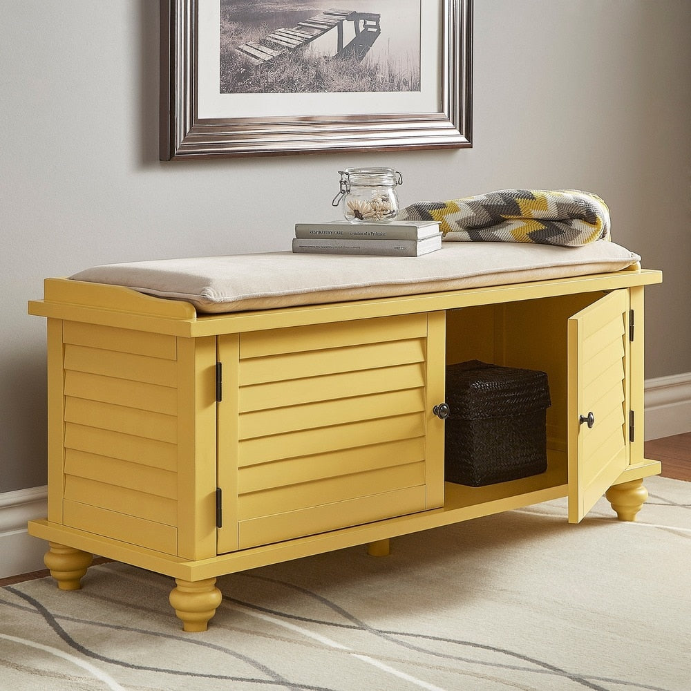Banc de rangement à porte à volets Maybelle avec coussin en velours par iNSPIRE Q Classic