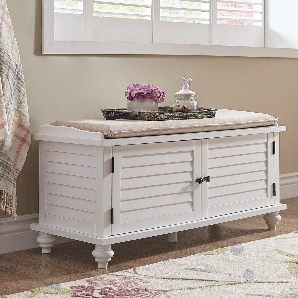 Banc de rangement à porte à volets Maybelle avec coussin en velours par iNSPIRE Q Classic