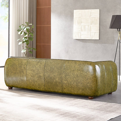 Canapé en cuir italien de luxe Mayla, style Mid-Century Modern