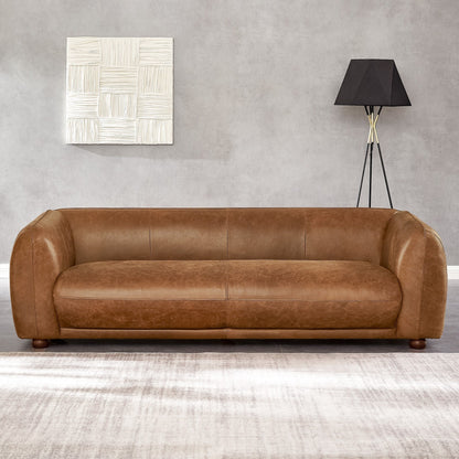 Canapé en cuir italien de luxe Mayla, style Mid-Century Modern