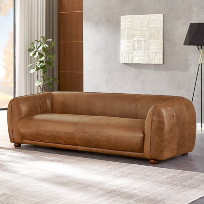 Canapé en cuir italien de luxe Mayla, style Mid-Century Modern