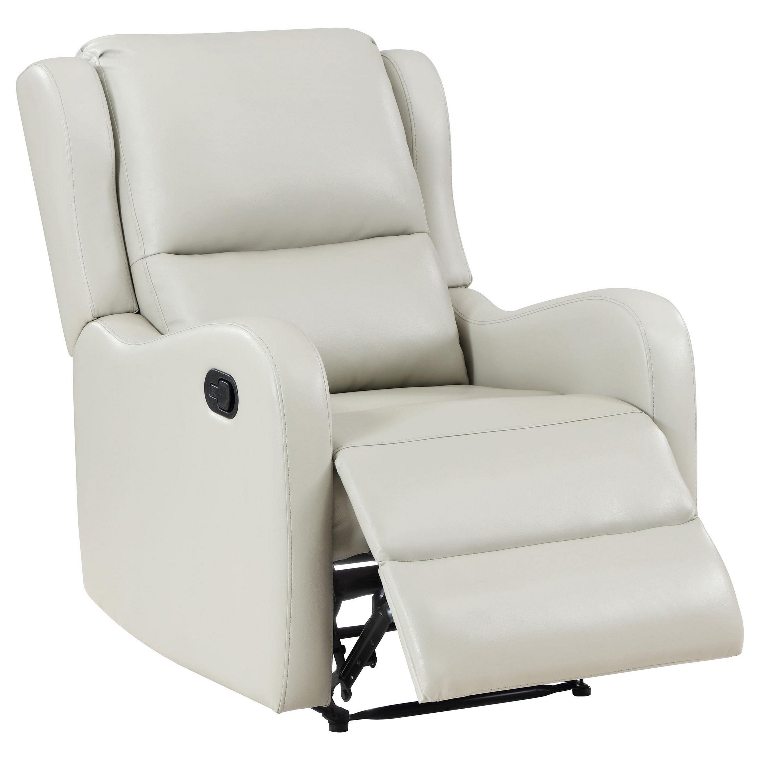 Fauteuil inclinable manuel Mayra, accoudoirs anglais, similicuir ivoire moelleux