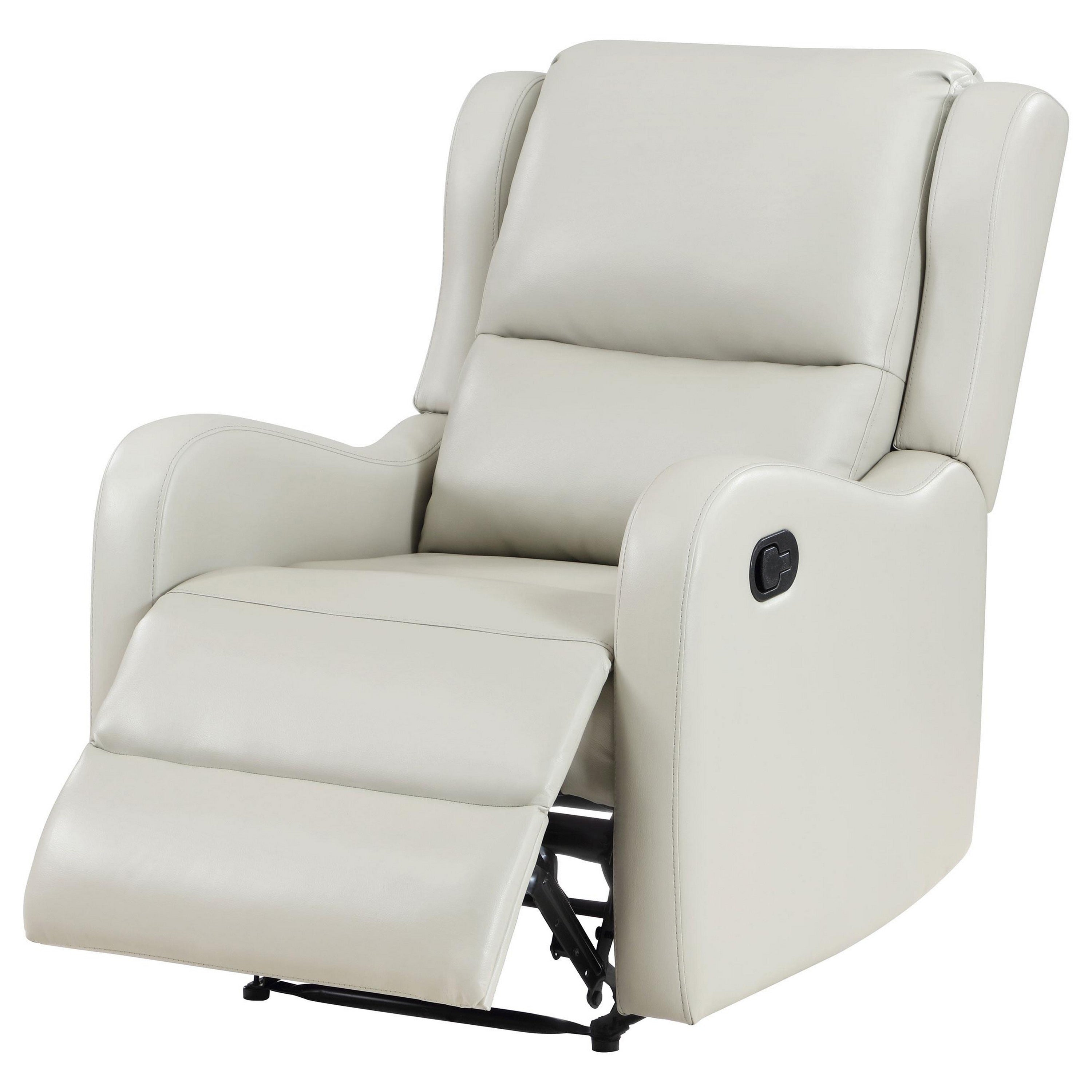 Fauteuil inclinable manuel Mayra, accoudoirs anglais, similicuir ivoire moelleux
