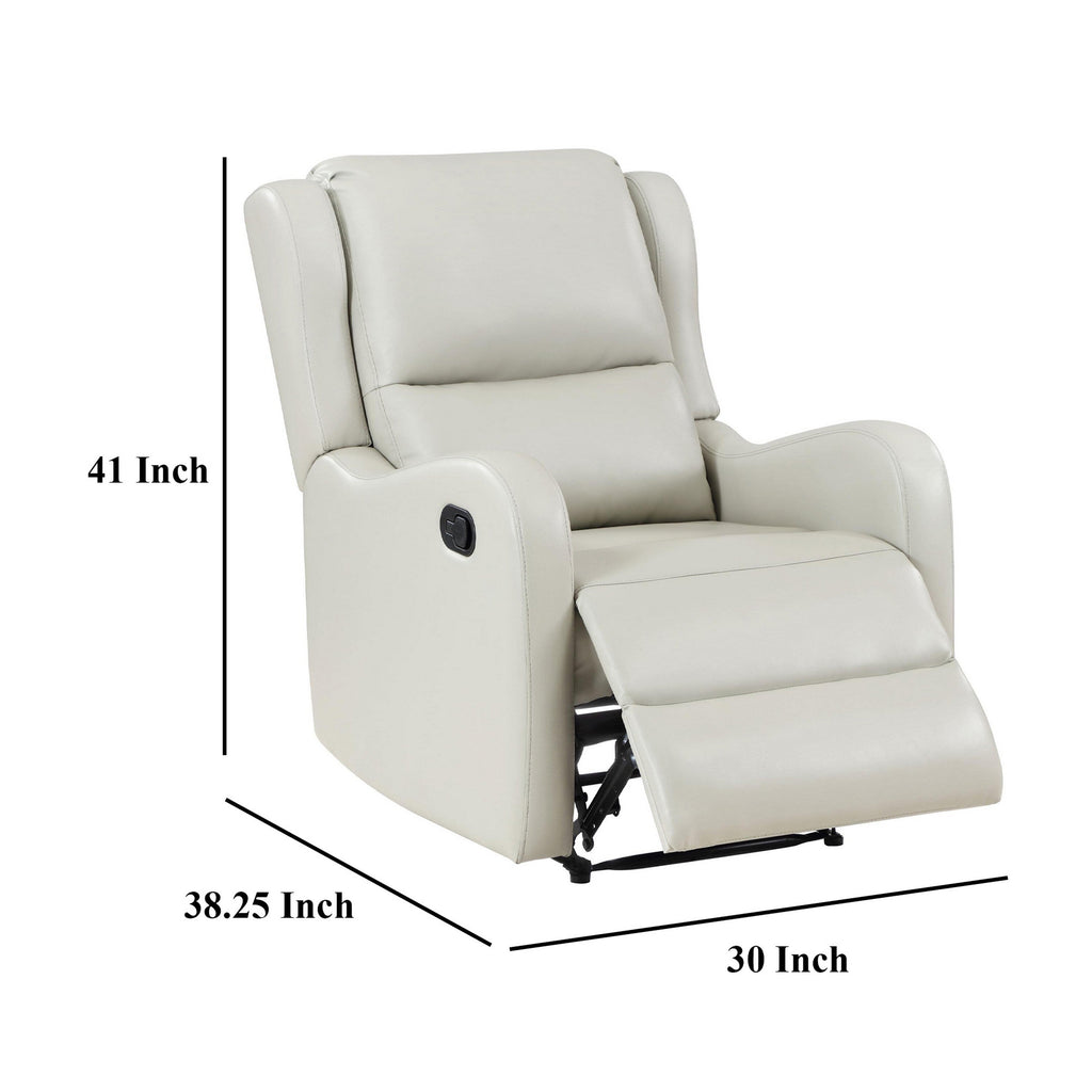 Fauteuil inclinable manuel Mayra, accoudoirs anglais, similicuir ivoire moelleux