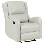 Fauteuil inclinable manuel Mayra, accoudoirs anglais, similicuir ivoire moelleux
